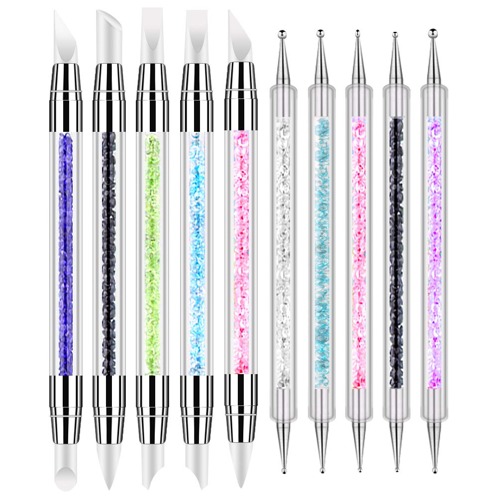 Bysiter 10pcs Nail Art Gel Carving Pen Acrylic Dotting Tool Nail Silicone Brushes set Pottery Clay Sculpting Tools