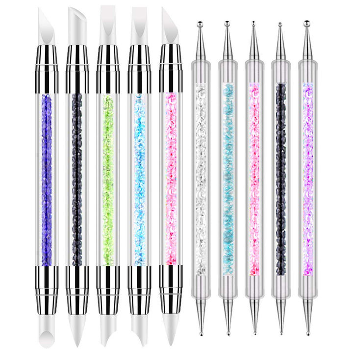 Bysiter 10pcs Nail Art Gel Carving Pen Acrylic Dotting Tool Nail Silicone Brushes set Pottery Clay Sculpting Tools