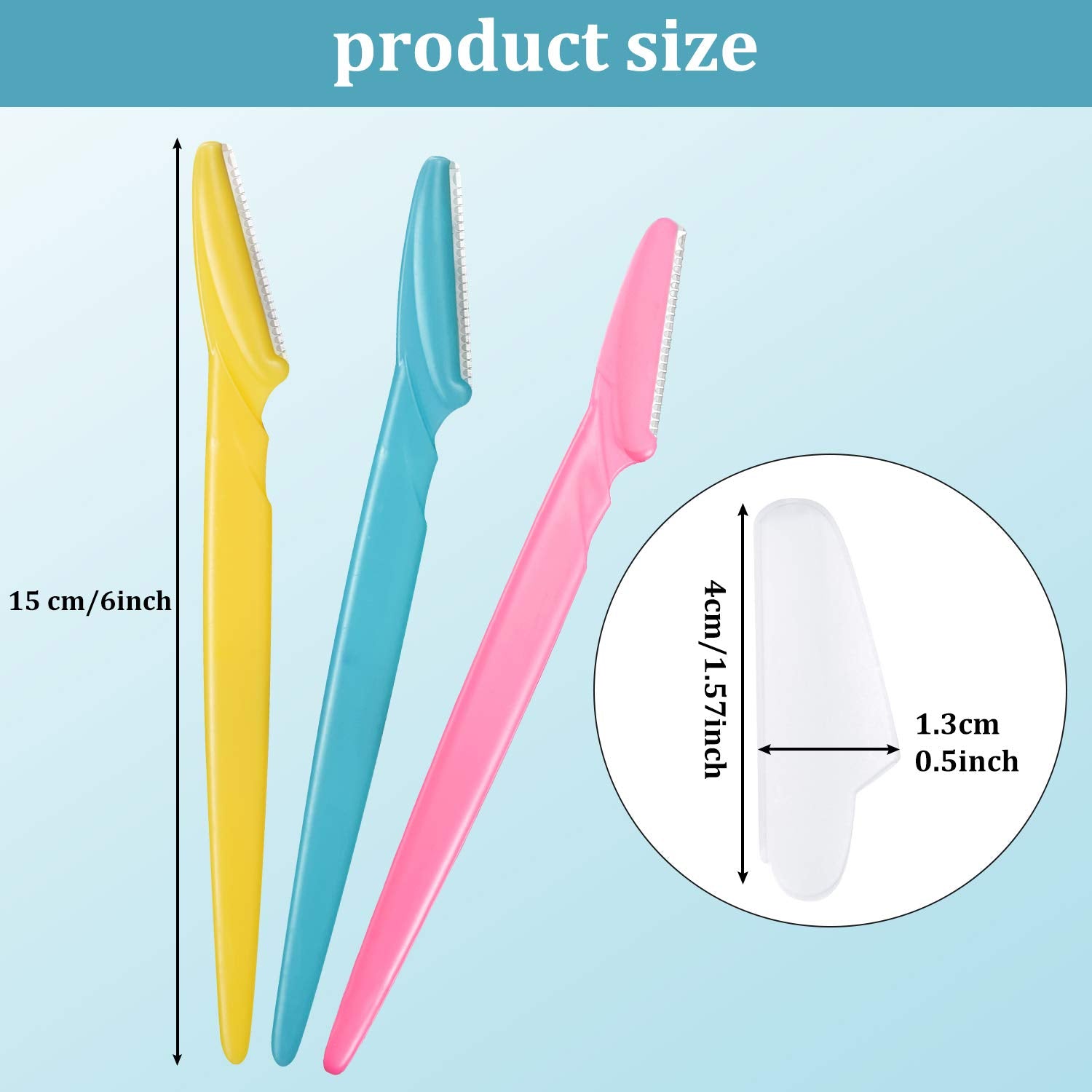 60 Pieces Eyebrow Razor Shaper Trimmer Shaver Women Facial Razor with Precision Cover (Pink, Blue,Yellow, Rose Red, Purple, Black)