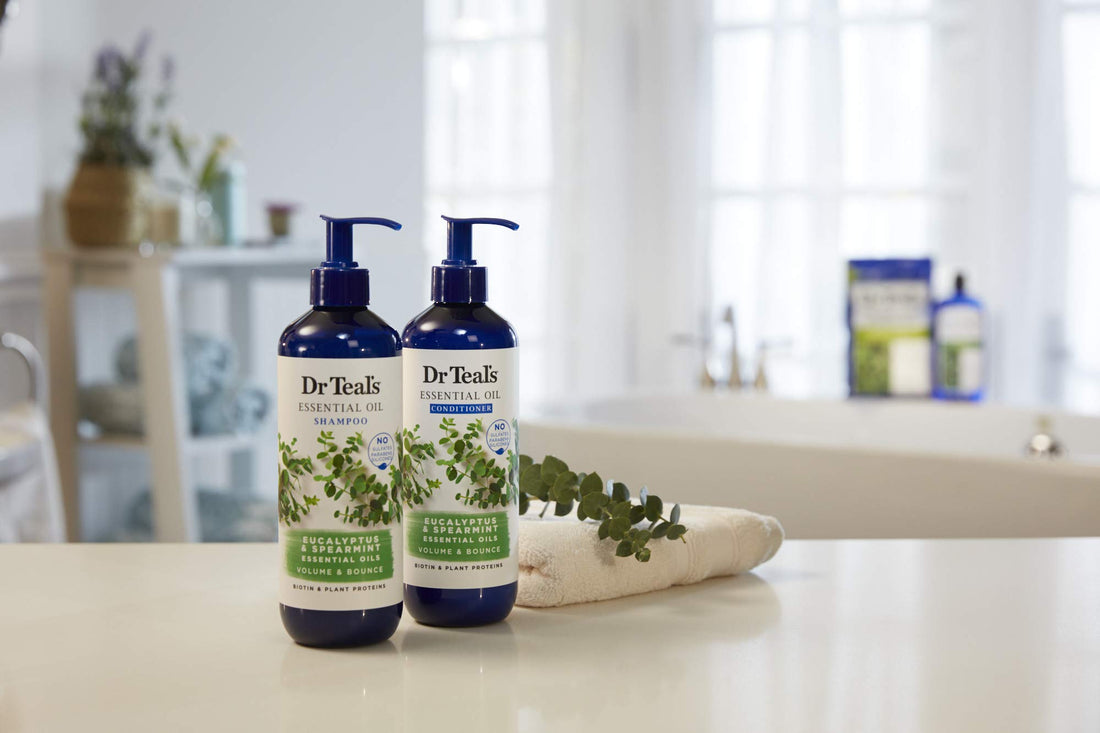 Dr. Teal's Eucalyptus & Spearmint Conditioner (1 Bottle, 16 fl oz) - Volume & Bounce Essential Oils Brings Dull Looking Hair Back to Life - Plant Proteins Strengthen, Hydrate & Keep Hair Healthy