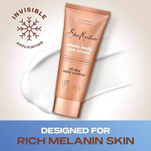 SheaMoisture Whole Body Deo Cream Coconut & Hibiscus 3 count for All-Day Odor Control, with No Aluminum, 2.5 oz