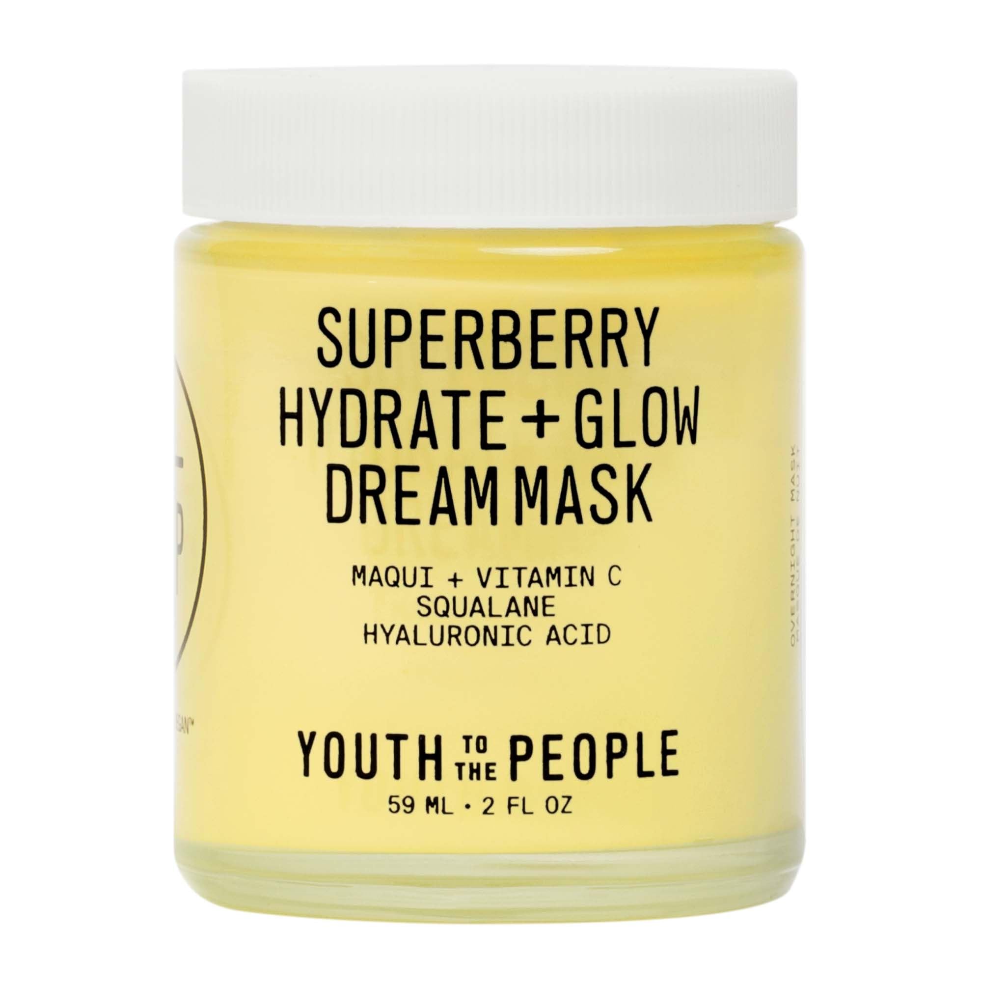 Youth To The People Superberry Hydrate + Glow Dream Mask, Full Size (2 fl oz), Vitamin C Face Moisturizer, Plumps + Brightens Skin, Treats Dullness + Uneven Tone, Vegan