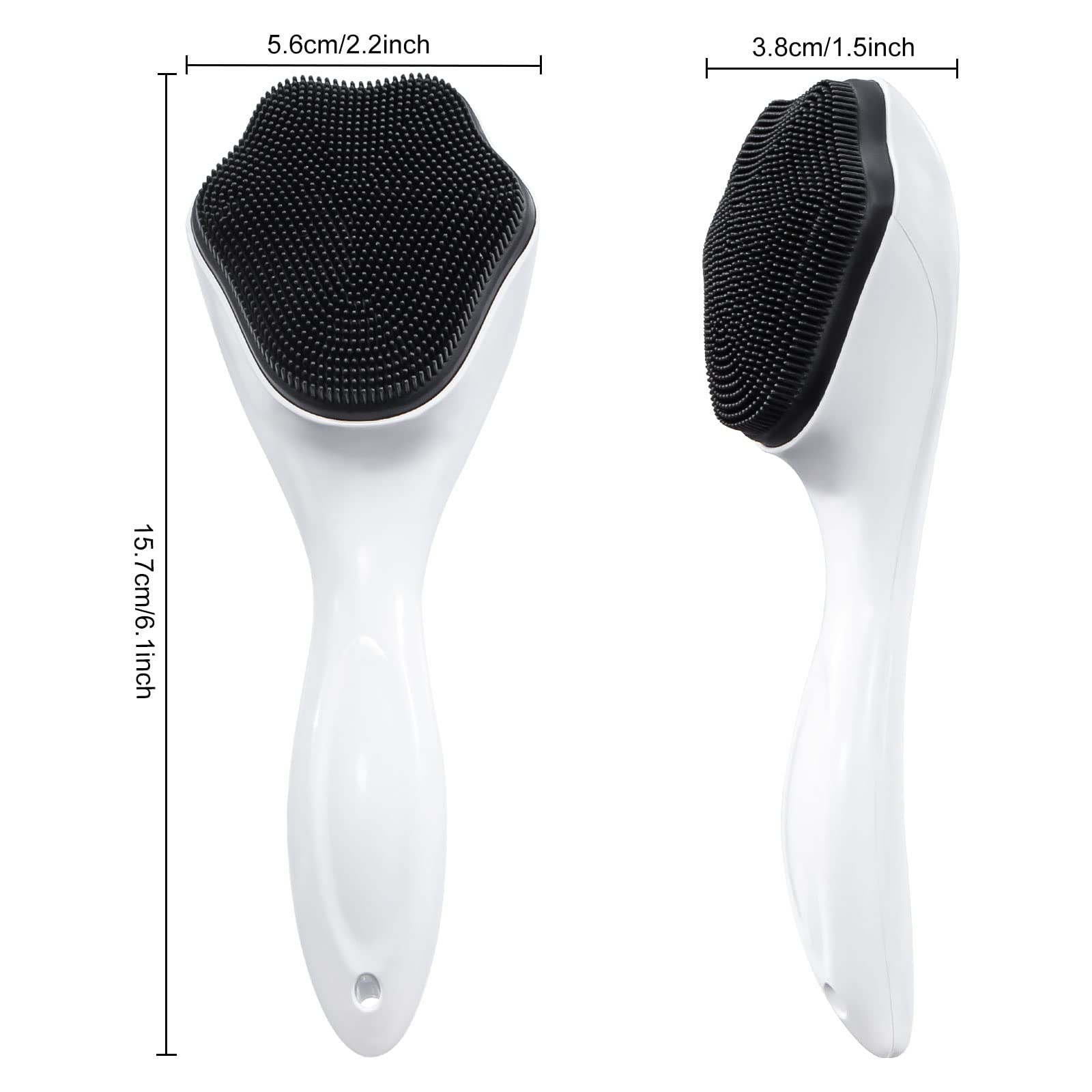 Silicone Face Scrubber Exfoliating Brush, Beomeen 2 Pack Manual Handheld Facial Cleansing Brush Blackhead Scrubber, Soft Bristles Waterproof for Face Skincare (Black White)