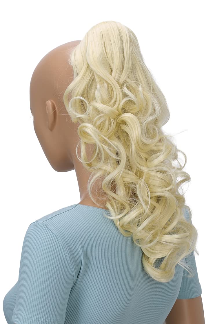 Platinum blond # 613 H208 : PRETTYSHOP 20 Hair Piece Pony Tail Clip On Extension Voluminous Curly Heat-Resisting Platinum blond # 613 H208