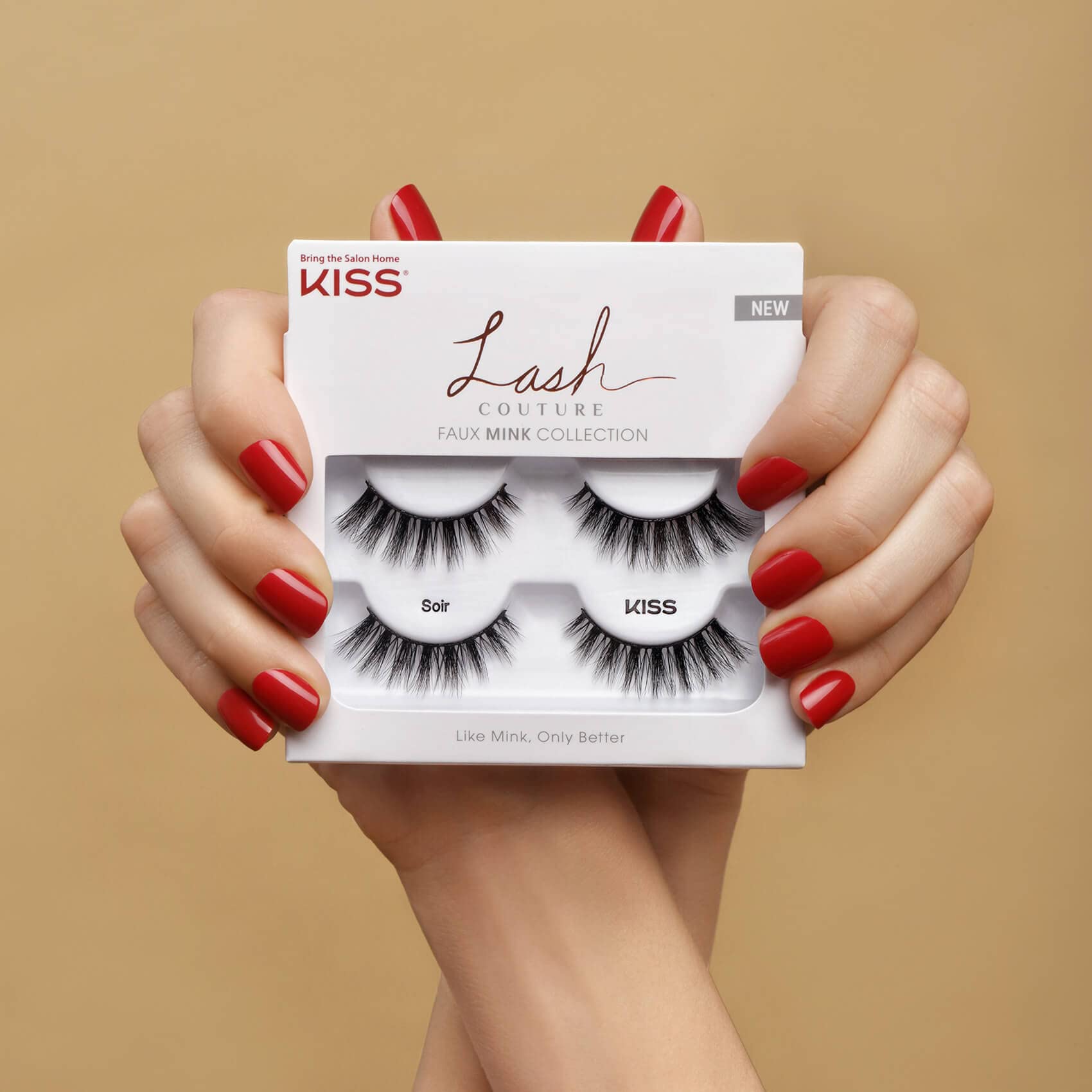 KISS Lash Couture Faux Mink False Eyelashes Double Pack, Knot-Free Lash Band, Reusable, Contact Lens Friendly, Easy To Apply, Ultrafine, Tapered, Synthetic Fake Lashes, Style Soir, 2 Pairs