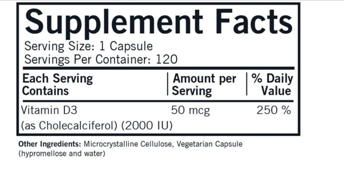 Vitamin D-3 2000 IU Capsules - Hypo - 120 ct