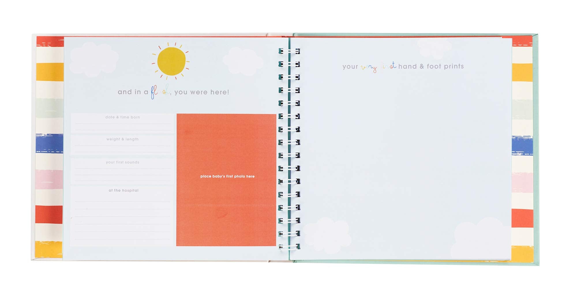 C.R. Gibson Rainbow ''A Book of Baby's Firsts'' Baby First Year Memory Book with Ink Pad, 36 Pages, 9.5'' x 9''