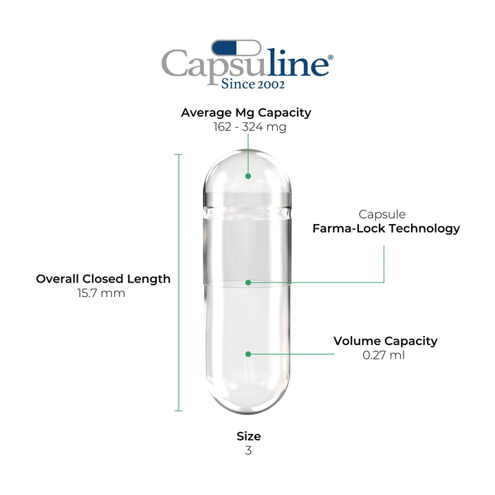 Capsuline Size 000 Gelatin Empty Capsules, 5000 Count, Empty Gel Pill Capsules, DIY Pure Bovine Pill Capsule Filling, Empty Caps, Kosher, Gluten Free and Non-GMO Certified, Clear