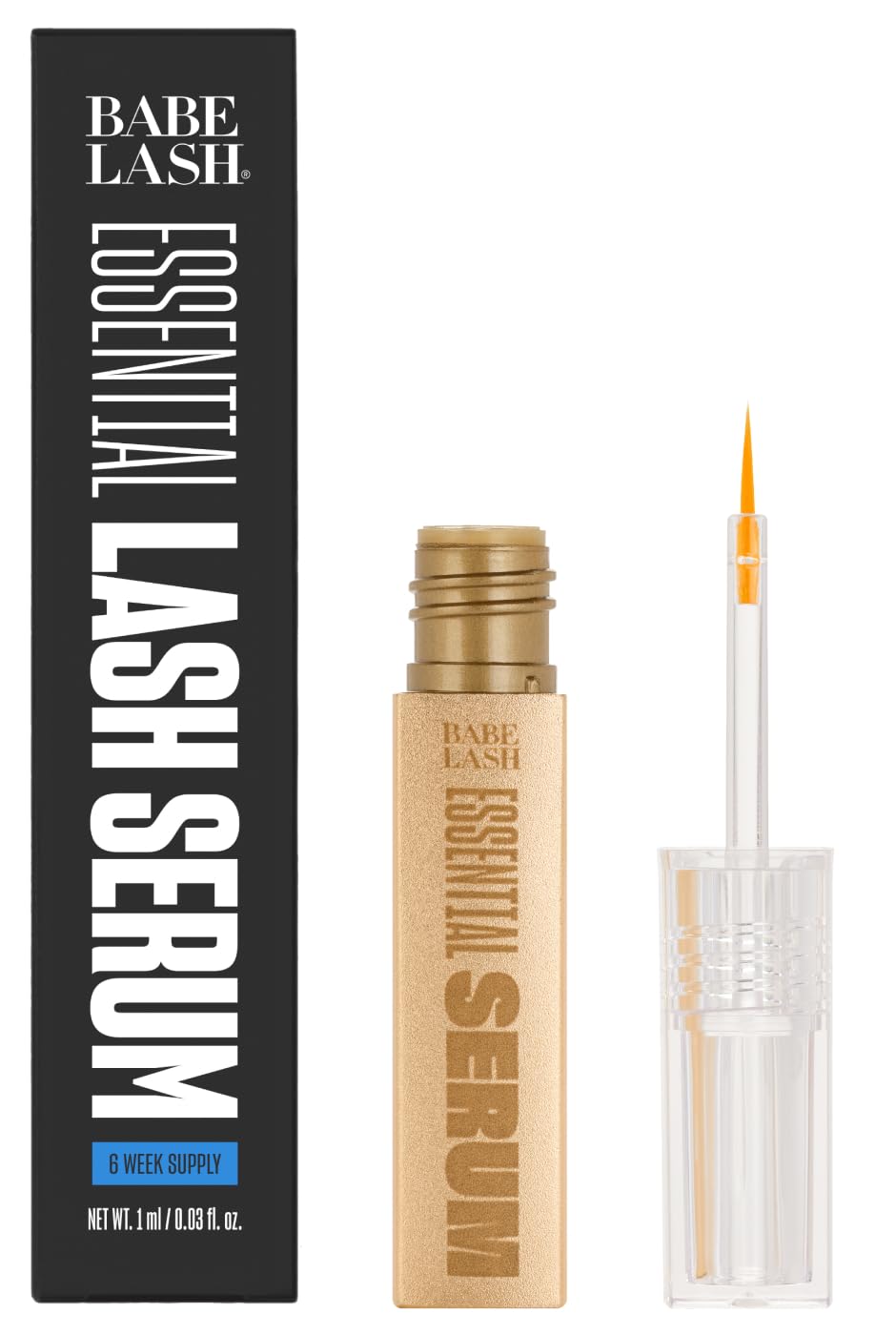 Babe Lash Essential Serum for Eyelash & Brow for Natural, Fuller & Longer Looking Eyelashes - Boosts Hydrates and Conditions Lash and Brow - Use on Lash, Brow & Lash Extensions - 1 ML