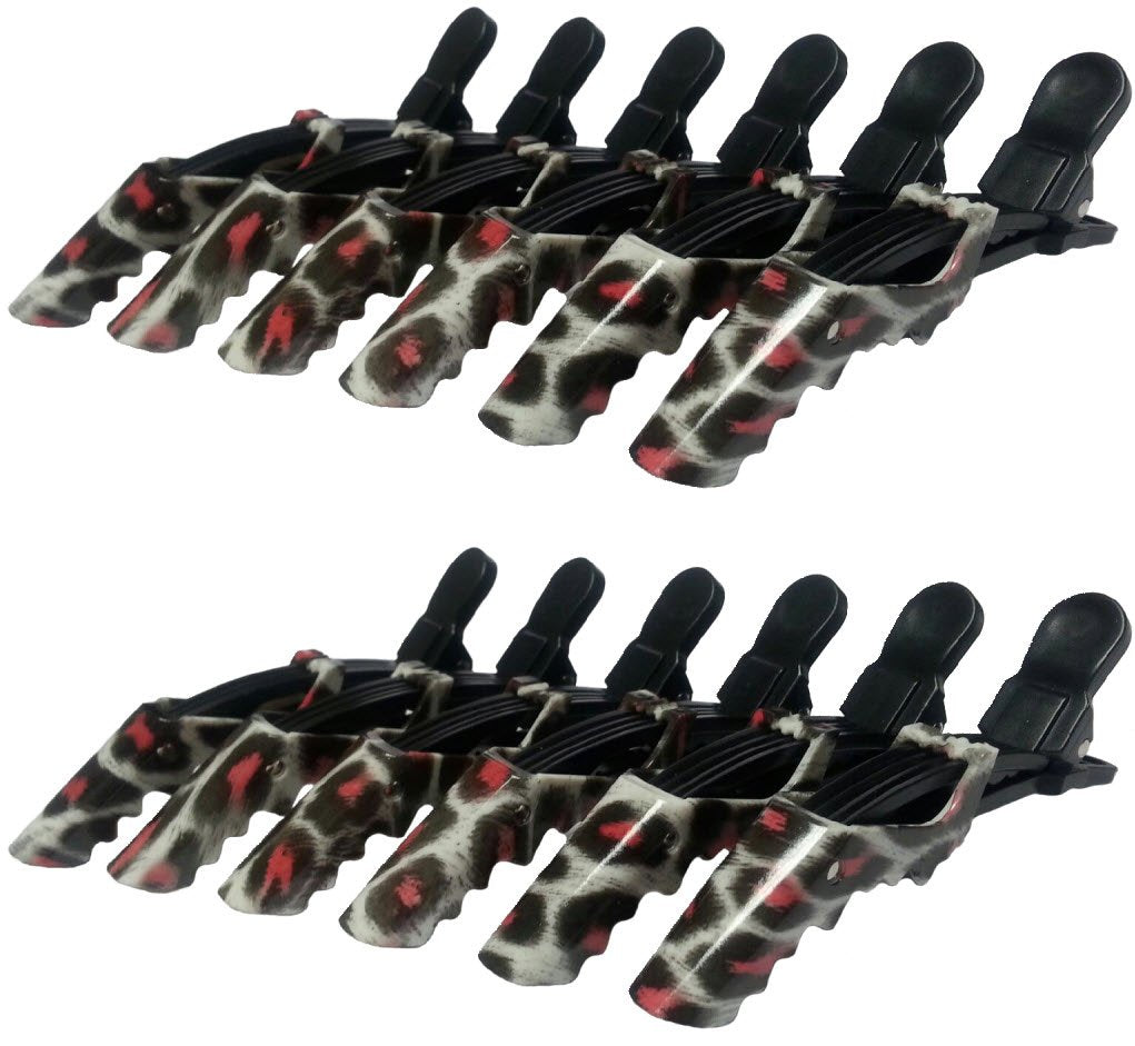 Pink Leopard : Hair Tamer Pink Leopard Croc Hair Styling Clips - 12 Pack