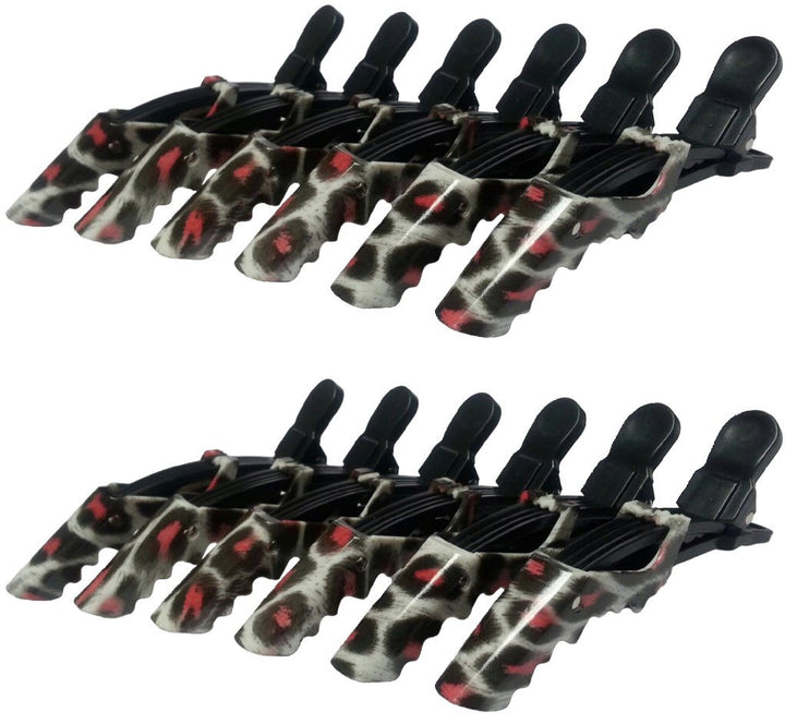 Pink Leopard : Hair Tamer Pink Leopard Croc Hair Styling Clips - 12 Pack