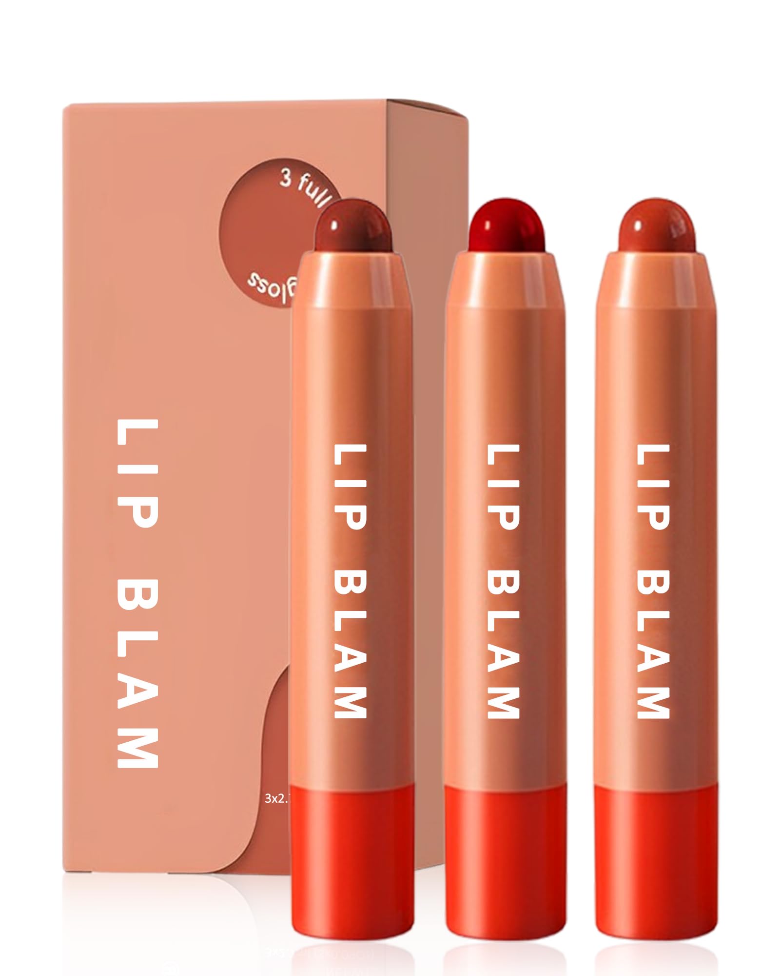 Hydrating Tinted Lip Balm Set-3Pcs Glossy Lip Balm Plumper,Long Lasting Lipgloss Creamy Lipstick,Lightweight High-Pigment Lip Stain Pen Lip Crayon Stick,Valentine's Day Makeup Gift for Women-Set B
