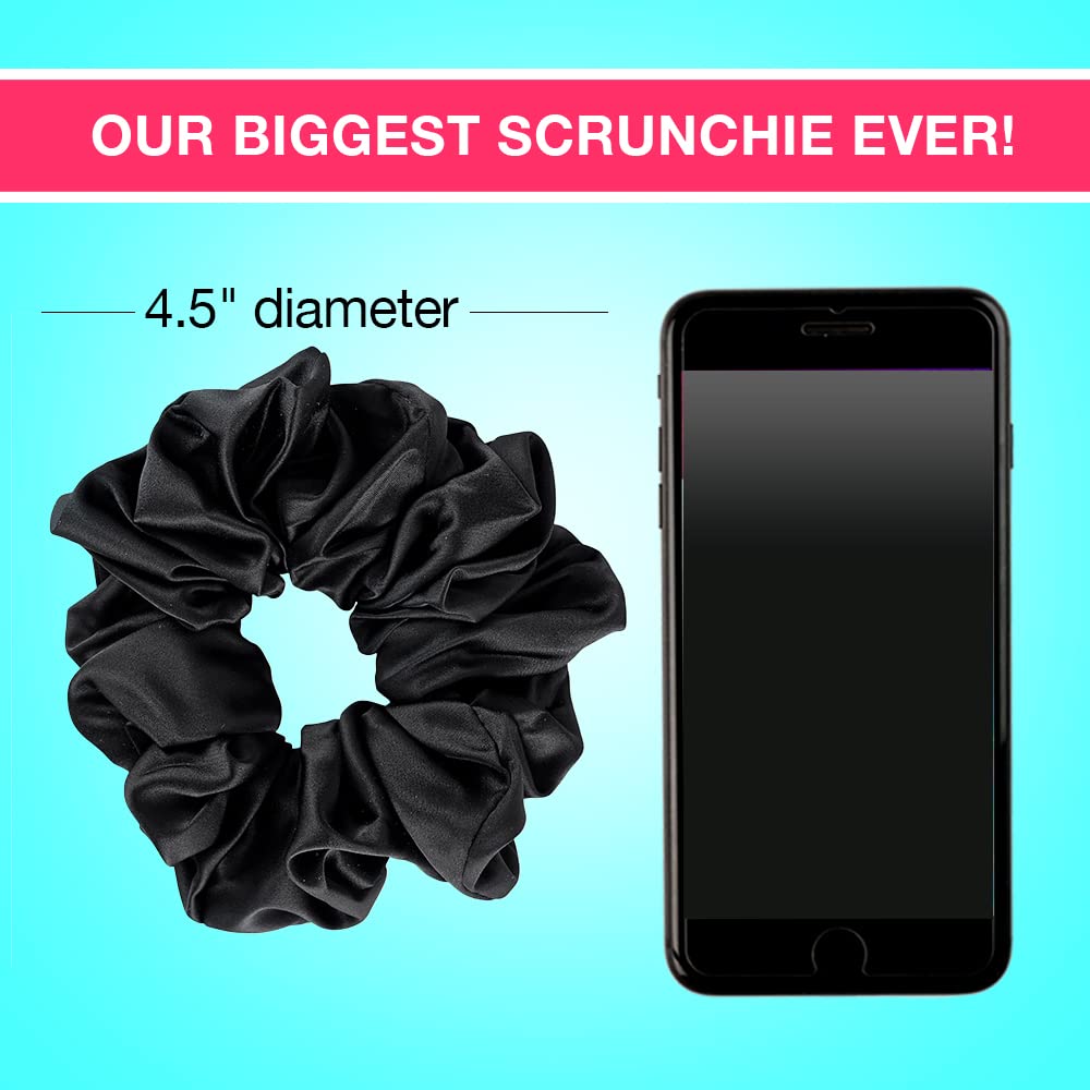 Scunci Jumbo Black Satin Scrunchie, Black