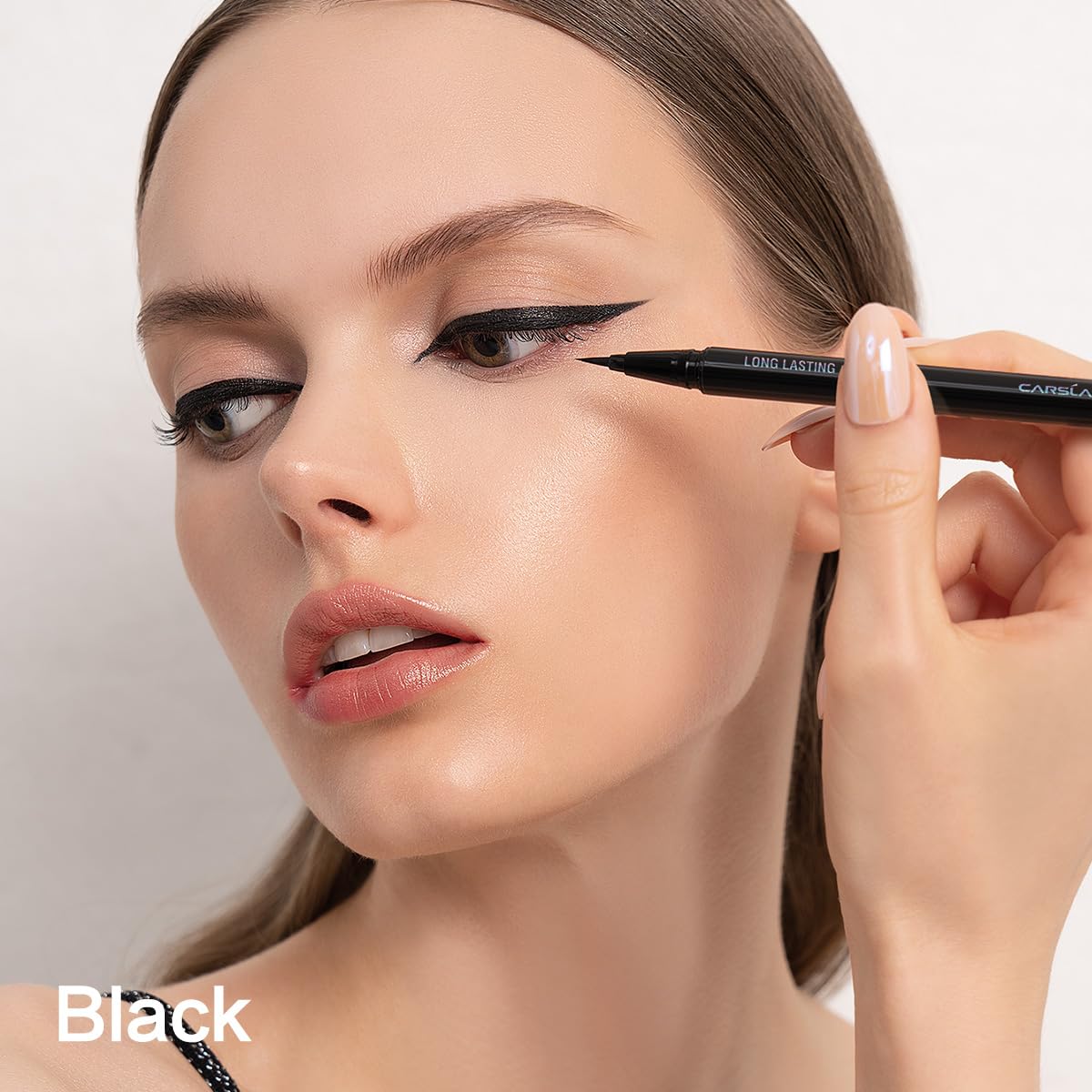 CARSLAN Liquid Eyeliner, Black Eyeliner Liquid Liner, 12H Longlasting Eyeliners, Waterproof & Smudgeproof High Pigmented Eyeliners for Eye Makeup, Black