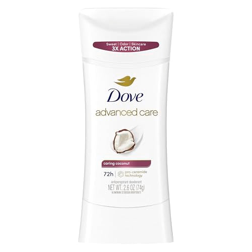 Dove Advanced Care Antiperspirant Deodorant Stick Caring Coconut for Helping Repair Skin Barrier After Shaving, with 72-Hour Sweat & Odor Protection, 2.6 oz