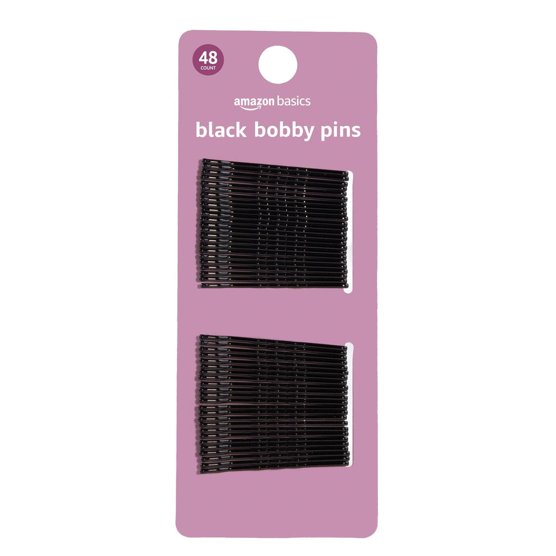Amazon Basics Bobby Pins, Black Hair Pins for all Hair types, 48 Count
