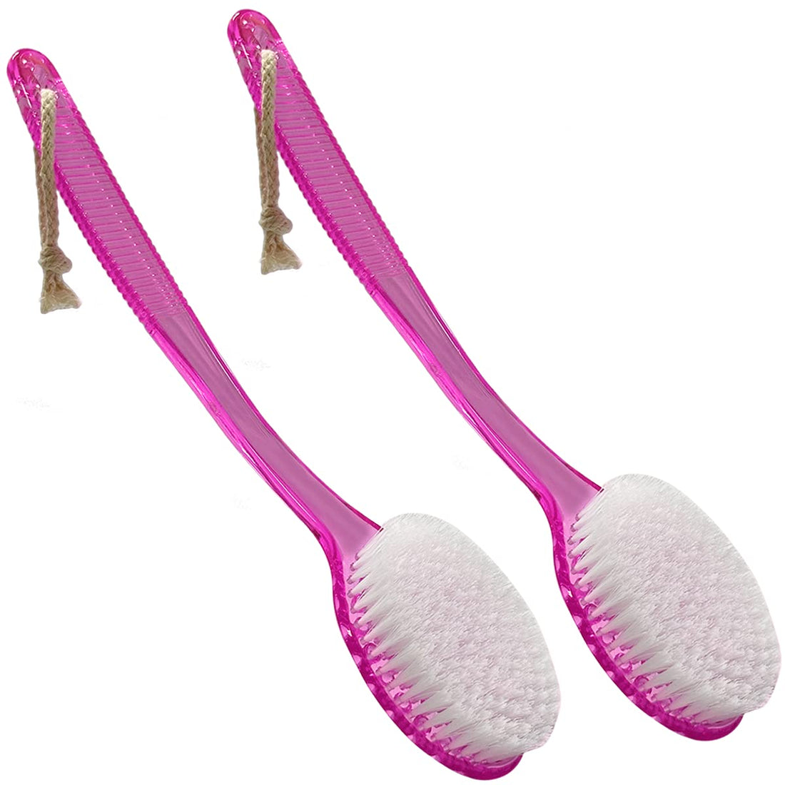 SUPERWASH PLUS Shower Back Bath Brush, Long Handle Shower Brush with Medium Stiff Bristles for Exfoliating Body, 2 Packs Back Scrubber for Men & Women