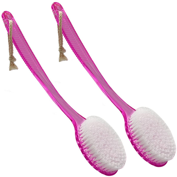 SUPERWASH PLUS Shower Back Bath Brush, Long Handle Shower Brush with Medium Stiff Bristles for Exfoliating Body, 2 Packs Back Scrubber for Men & Women