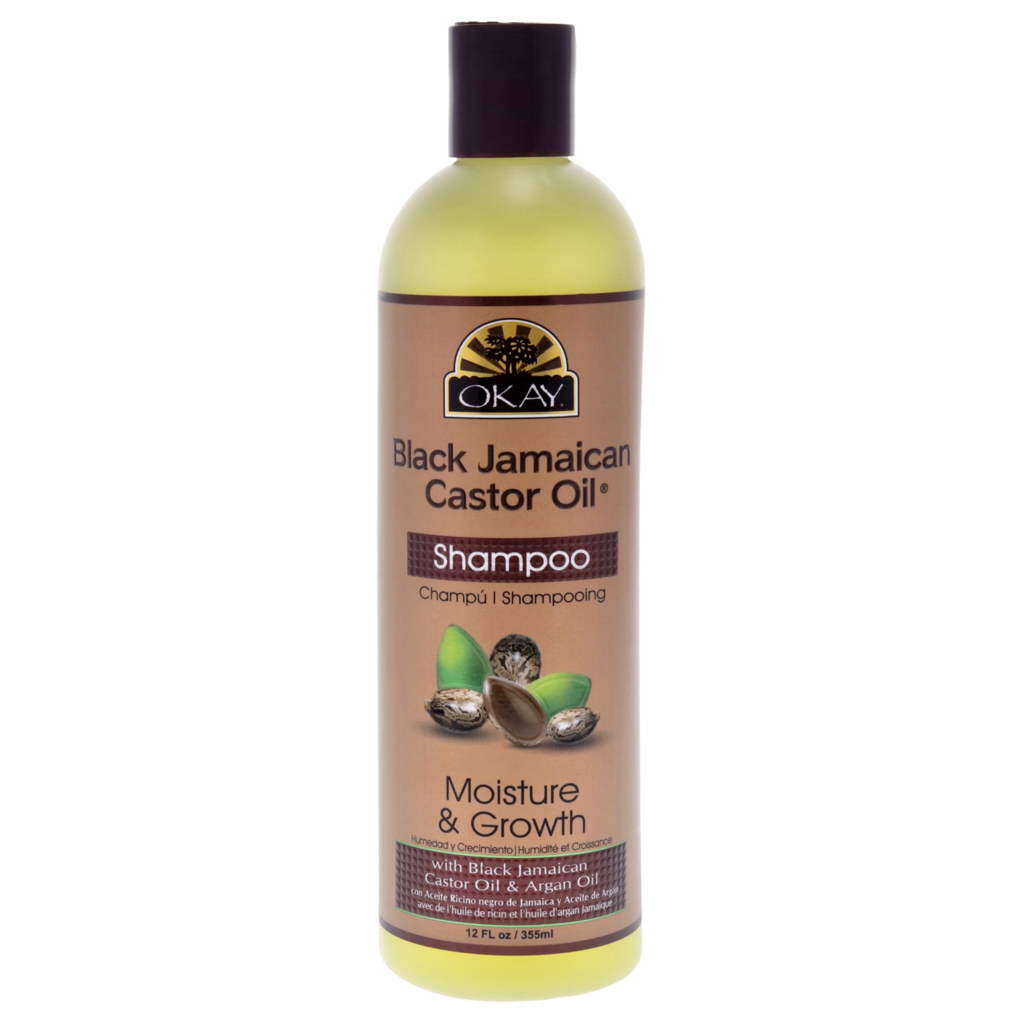 Okay Jamaican Castor Oil Moisture Growth Shampoo, Black, 12 Ounce
