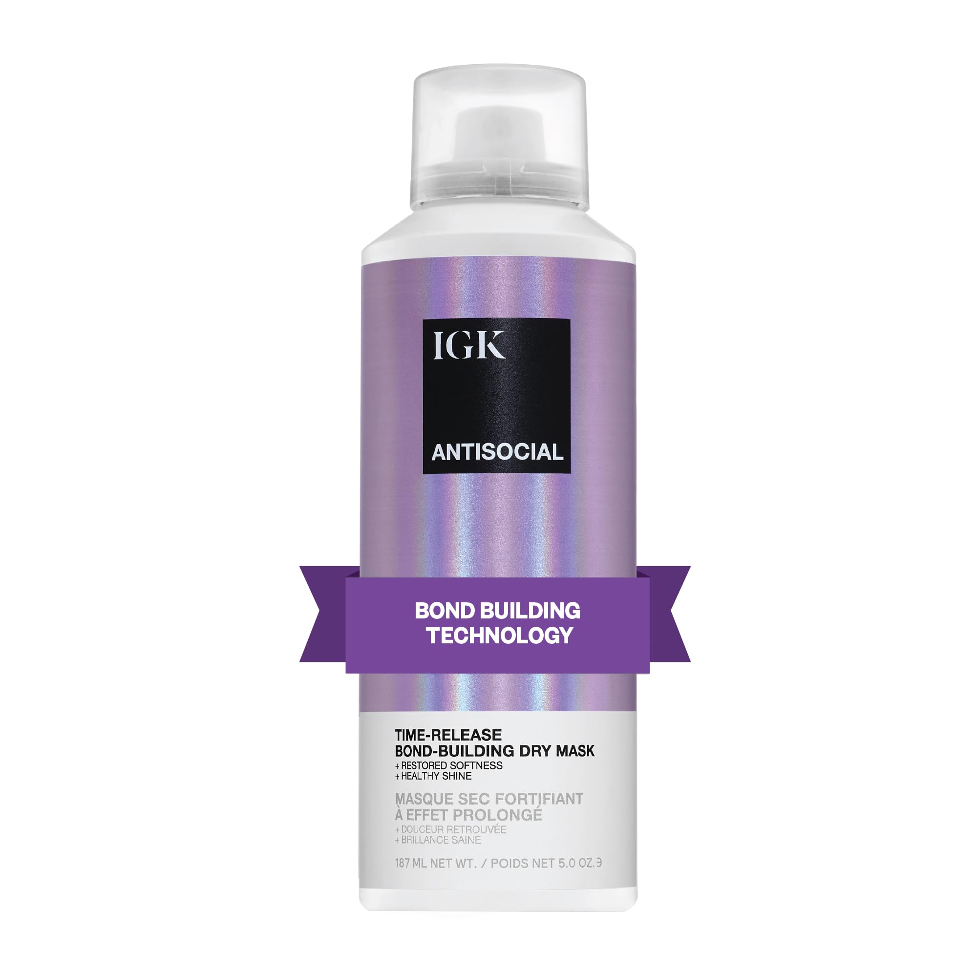 IGK AntiSocial Overnight Bond-Building Dry Hair Mask, Clear, Coconut, 5 Oz