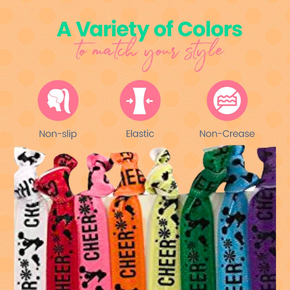 Infinity Collection Infinity Collection Cheer Hair Ties- Girls Cheer Hair Accessories- Cheerleading Elastics For Cheerleaders & Cheer Teams