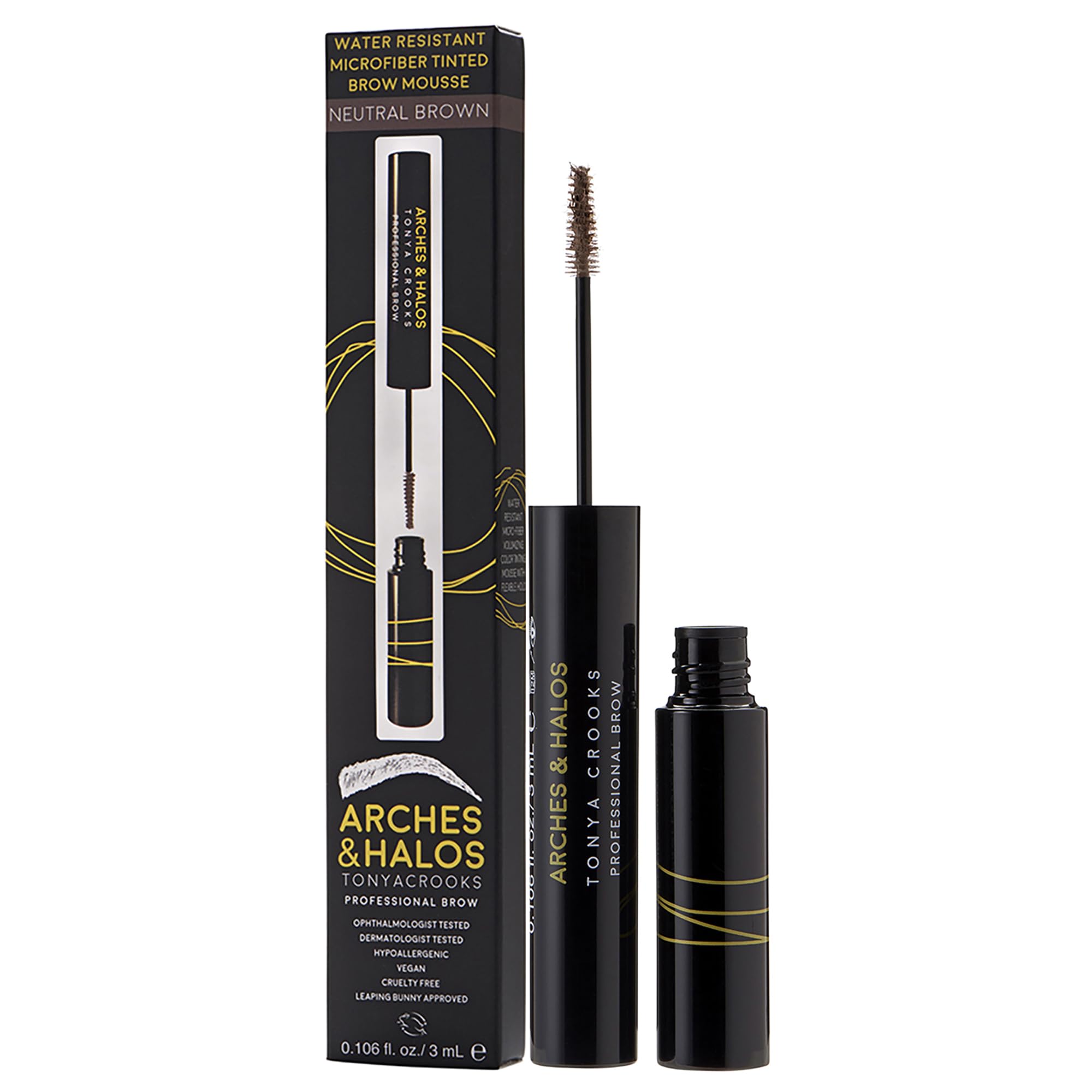 Arches & Halos Microfiber Tinted Brow Mousse, Neutral Brown, 0.11 Ounce