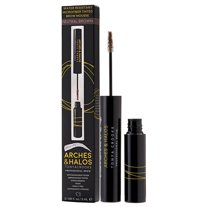 Arches & Halos Microfiber Tinted Brow Mousse, Neutral Brown, 0.11 Ounce