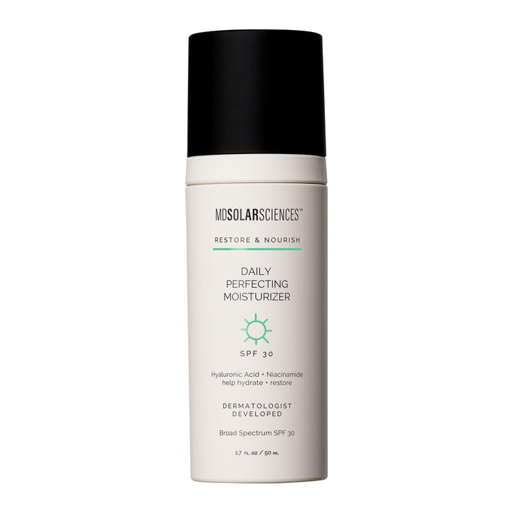 MDSolarSciences Daily Perfecting Moisturizer Sunscreen SPF 30, Face Moisturizer and Sunscreen, Anti-Aging, Broad Spectrum Protection, Paraben-Free, Hydrating Lotion for All Skin Types, 1.7 Fl Oz