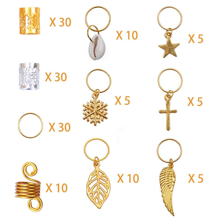 YMHPRIDE 140 Pieces Dreadlock Jewelry Aluminum Dreadlocks Beads Metal Hair Cuffs Hair Rings Shell Charms Hair Coils Braiding Hair Pendants Decoration Clips