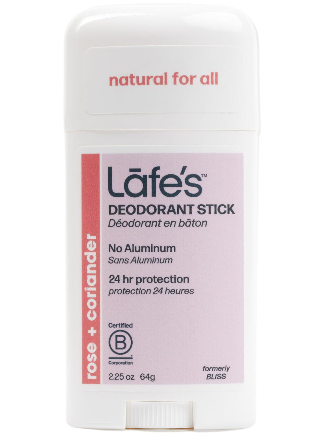 Lafe's Natural Organic Deodorant Stick Easy Twist, Bliss Scented Iris and Rose 2.25 Ounce