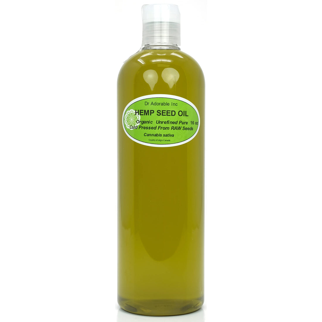 Dr Adorable - 16 oz - Hemp Seed Oil UNREFINED - 100% Pure Natural Cold Pressed Organic