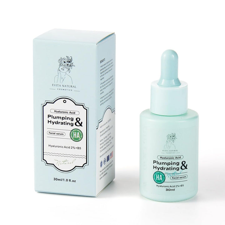 Evita Natural Cosmetics Hyaluronic Acid Serum 100% Natural Moisturizer with Vitamin B5 for Face and Neck. Dermatologically tested, Cruelty-Free, Paraben Free - 1 fl oz