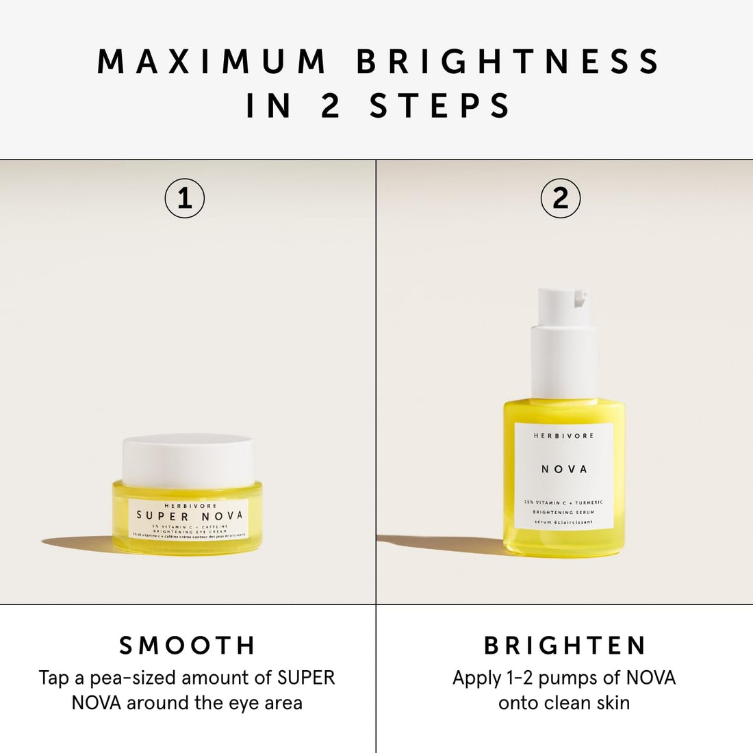 HERBIVORE Brightening Skincare Regimen | Nova Serum + Super Nova Eye Cream