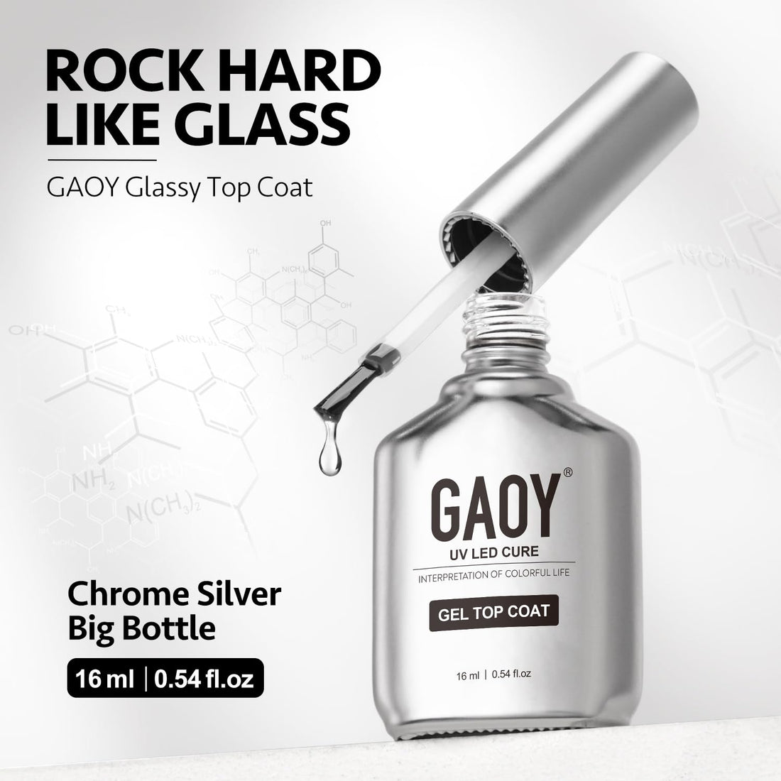 GAOY 2 Pcs 16ml No Wipe Gel Top Coat, Glassy Clear Gel Top Coat, High Gloss Finish for UV Light Cure Nail Polish