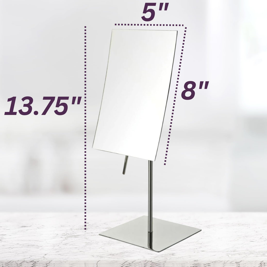 Jerdon JP358C 5-Inch by 8-Inch Rectangular Vanity Mirror with 3x Magnification, Stainless Steel Finish