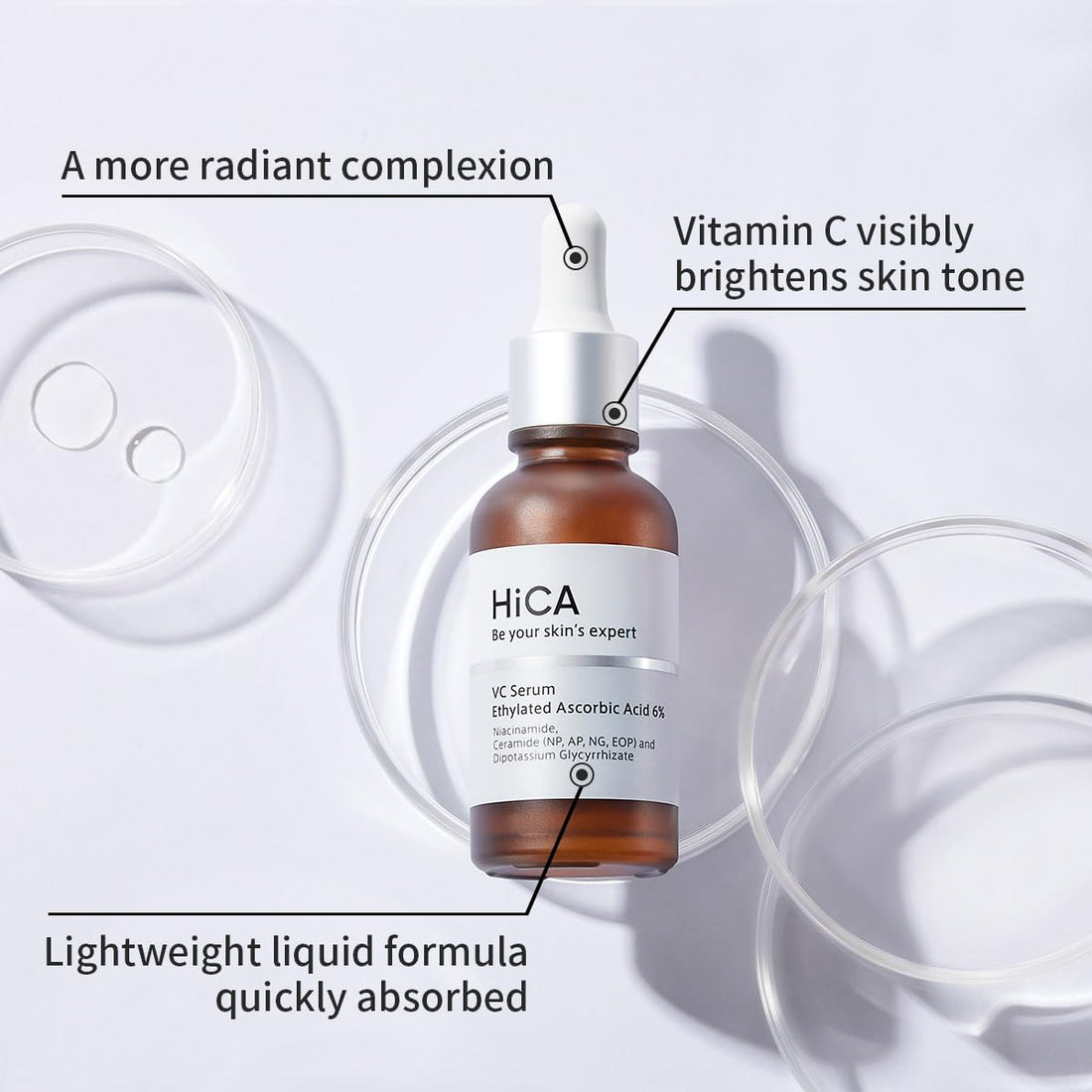 HiCA VC Serum Ethylated Ascorbic Acid 6% Vitamin C Serum 28ml with Niacinamide 2% & Retinol Boost Skin Tightens and Revitalizes