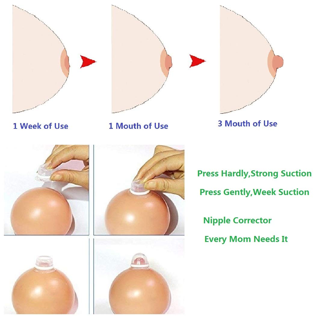 Finever Nipplesuckers Silicone Nipple Corrector for Flat Inverted Nipples for Breastfeeding Mother or Women with Clear Case 1Pair