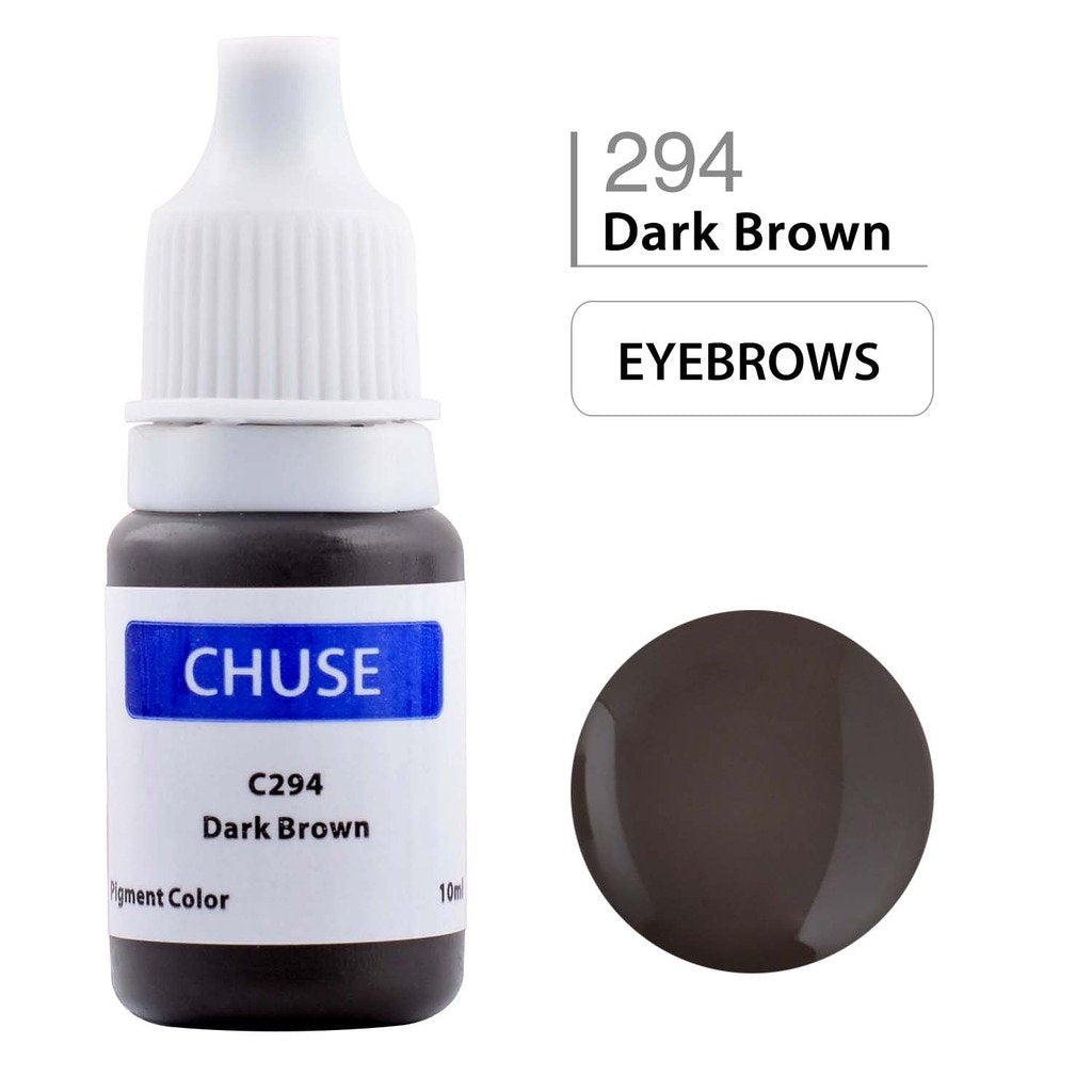 CHUSE C294, 10ml, Dark Brown, Passed SGS,DermaTest Micro Pigment Cosmetic Color Permanent Makeup Tattoo Ink
