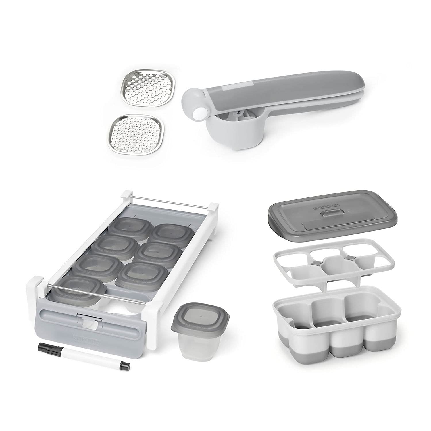 Skip Hop Baby Food Maker & Storage Set, Easy Prep & Store Starter Kit, Grey