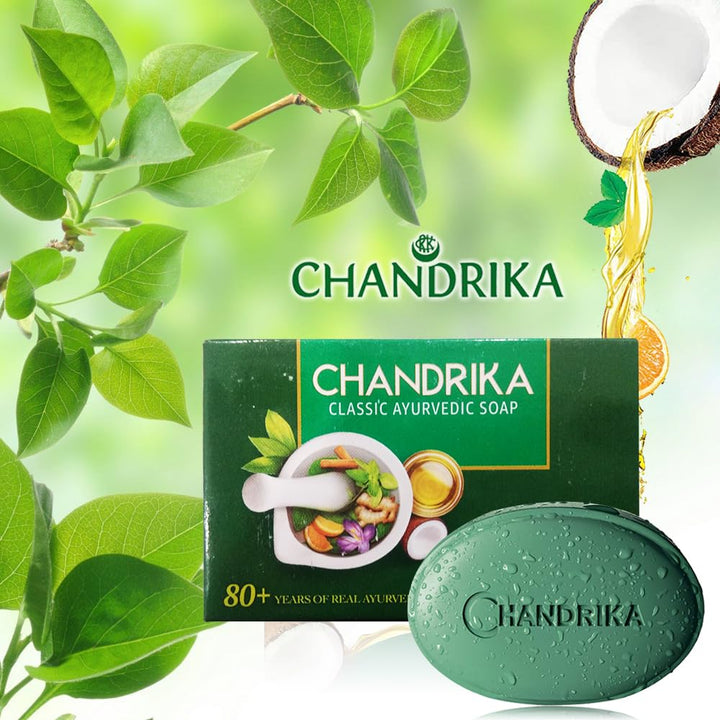 Chandrika Bath and Body Ayurvedic Oval Bar Soap (Pack of 10) (75gm / 2.64 oz)