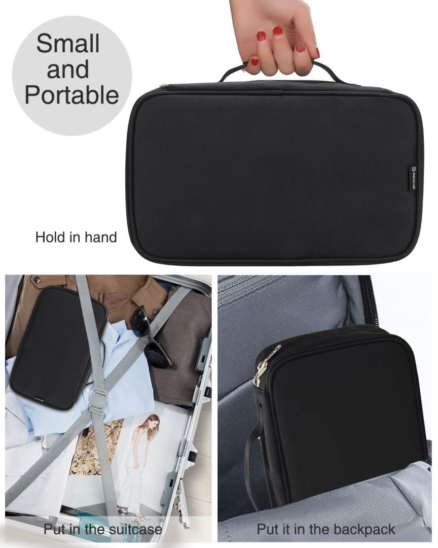 Makeup Brush Bag, Makeup Brush Organizer Cosmetic Bags Makeup Artist Case with Belt Strap Holder Multi functional Cosmetic Bag Makeup Handbag for Travel & Home Gift (Black)