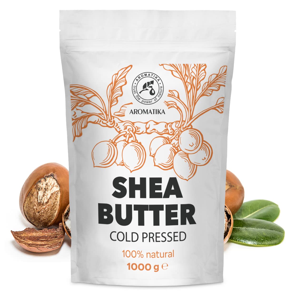 AROMATIKA Shea Butter 35 Oz - Unrefined Raw/Pieces - Africa - Ghana - 100% Pure Shea Butter Body Butter - Cosmetic Grade - for Hair Skin Lip Face Feet Body Care