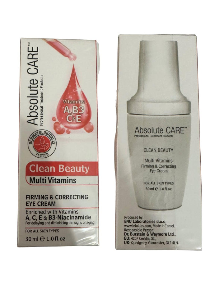 Absolute Care Clean Beauty Multi-Vitamins Firming & Correcting Eye Cream for All Skin Types