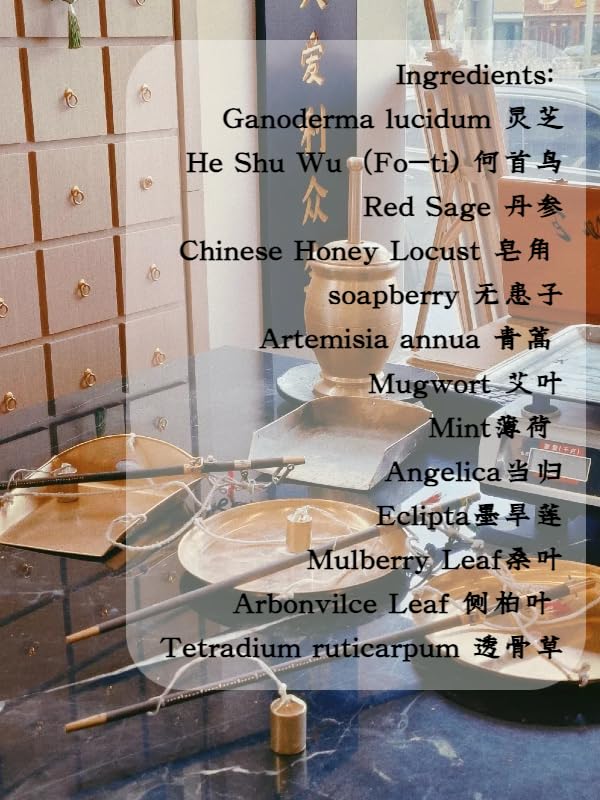 Joy Garden He Shou Wu Fo-ti Polygonum multiflorum Reishi Mushroom Soapberry herbal foaming Shampoo natural fragrance Anti-Hair Loss Prevents Graying Natural Ingredients, TCM Formula