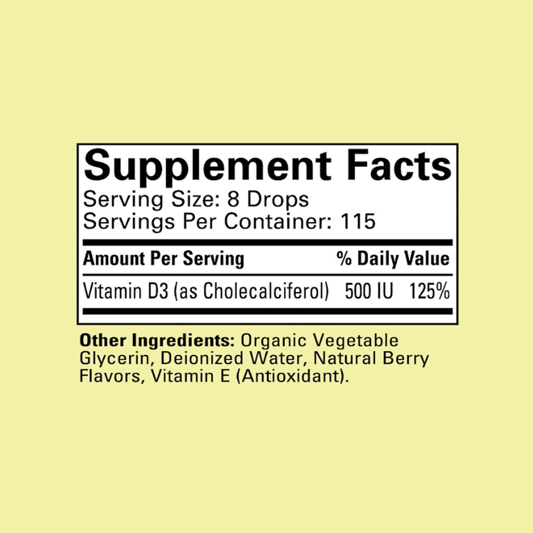 CHILDLIFE ESSENTIALS Vitamin D3 Drops - Vitamin D Drops for Infants, Baby Vitamin D Drops, Liquid Vitamin D for Kids, Toddlers 1-3, Children, 500 IU Per Serving - Natural Berry, 1 Fl Oz (Pack of 3)