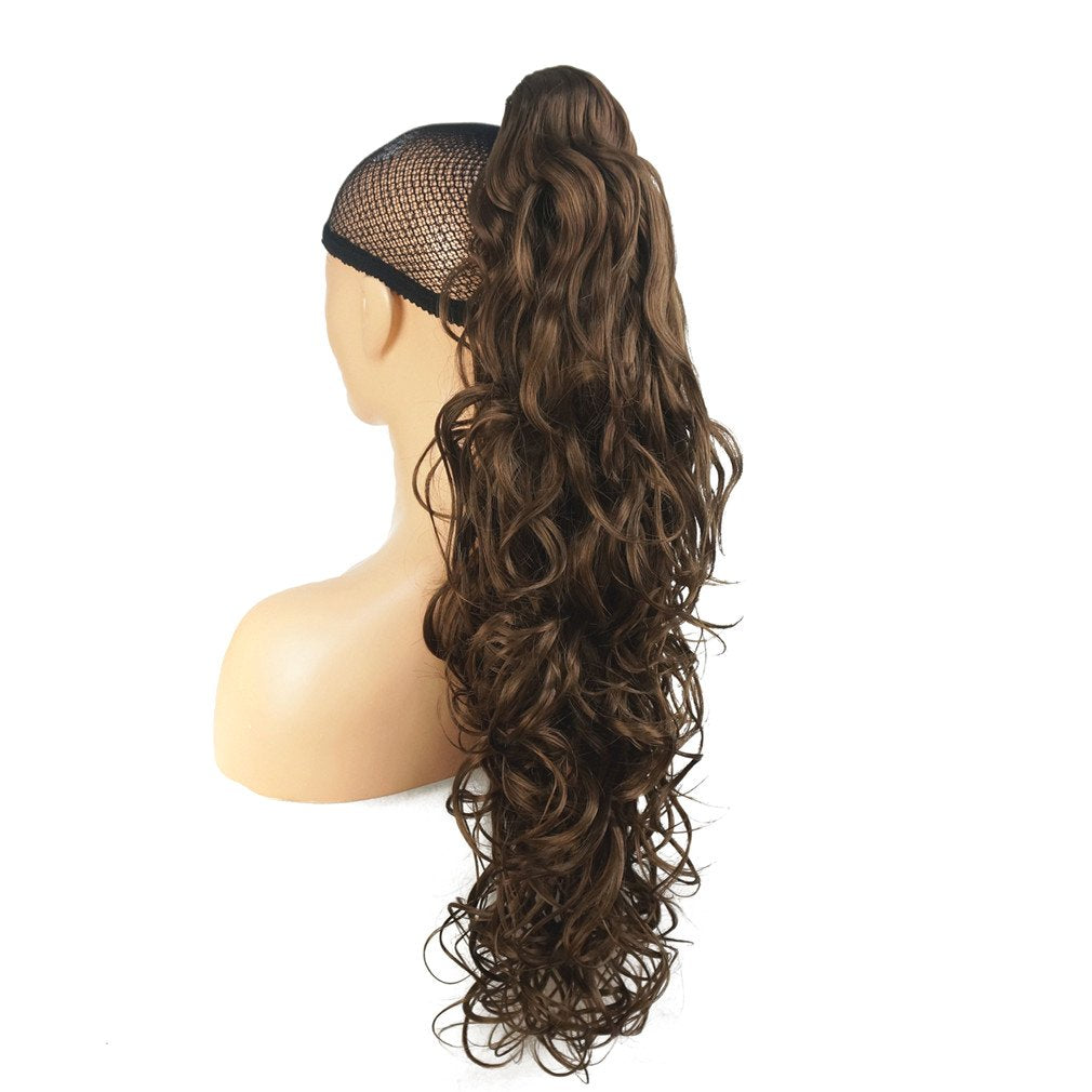Lydell Lydell 30 Long Curly Styled Clip In Claw Ponytail Hair Extension Synthetic Hairpiece 280g with a jaw/claw clip #10 light ash brown