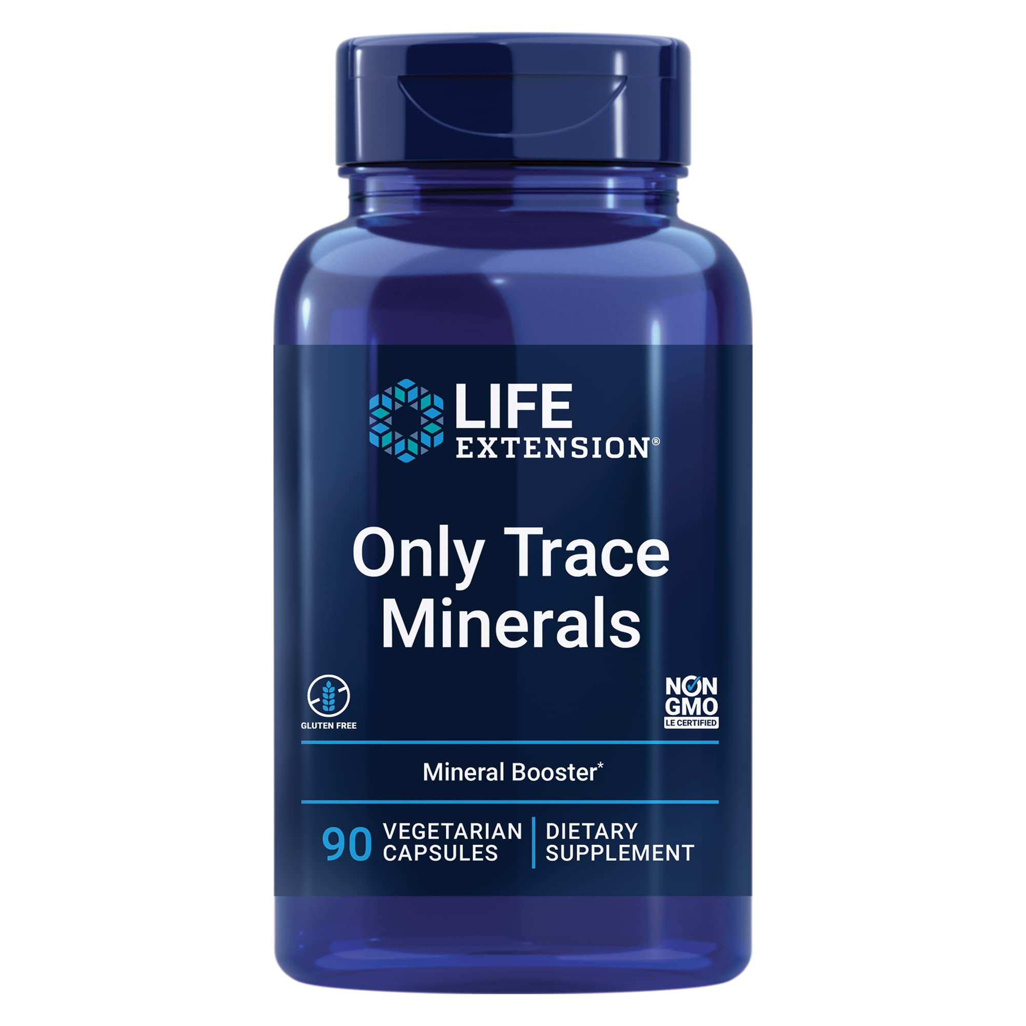Life Extension Only Trace Minerals, a Daily dose of zinc, Chromium, Boron, Copper, Manganese, Vanadyl sulfate, Gluten-Free, Non-GMO, Vegetarian, 90 Capsules