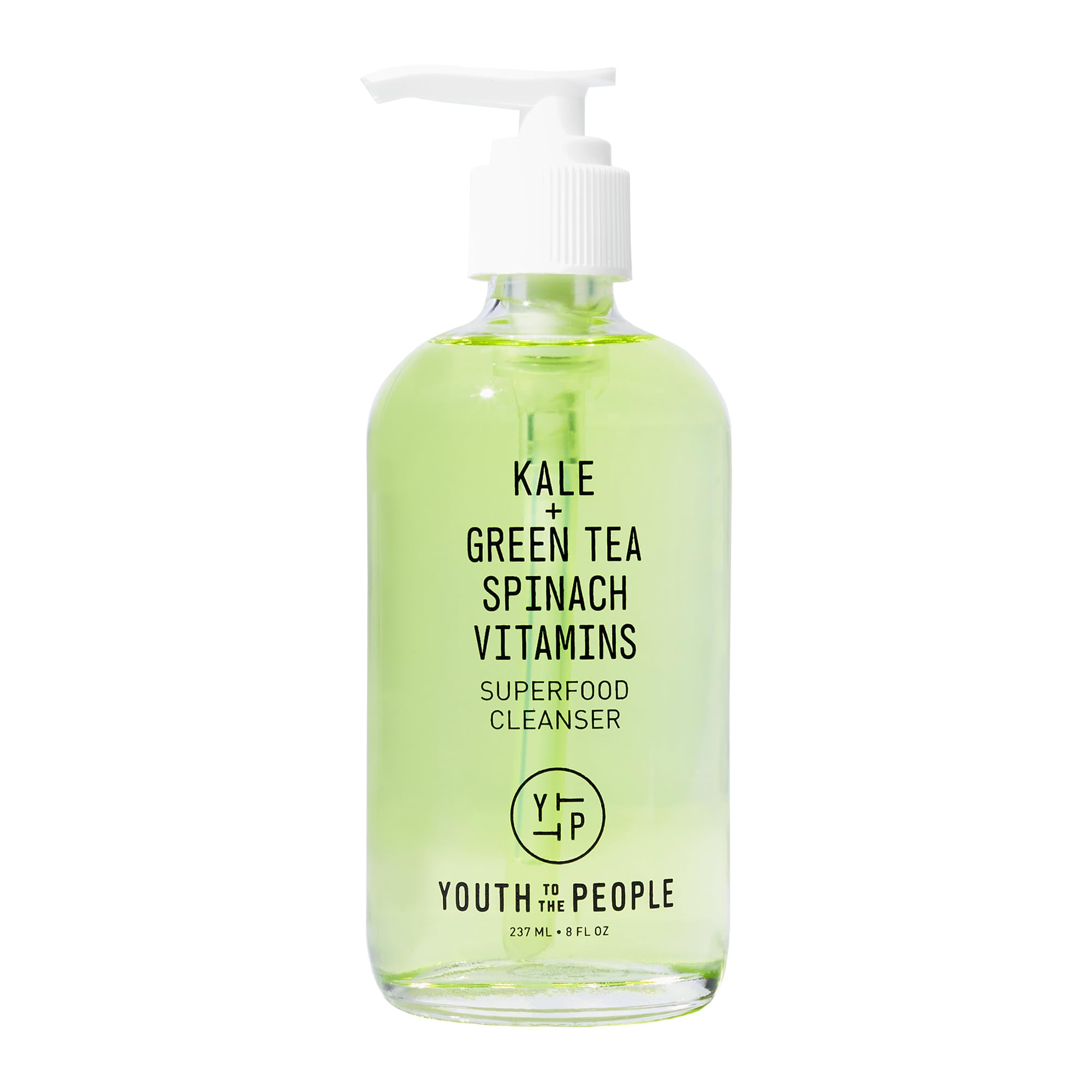 Youth To The People Superfood Facial Cleanser, Full Size (8 fl oz), Kale and Green Tea Spinach Face Wash, Gentle Makeup Remover + Pore Minimizer for All Skin Types, Vegan, Refillable