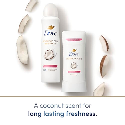 Dove Advanced Care Antiperspirant Deodorant Stick Caring Coconut for Helping Repair Skin Barrier After Shaving, with 72-Hour Sweat & Odor Protection, 2.6 oz