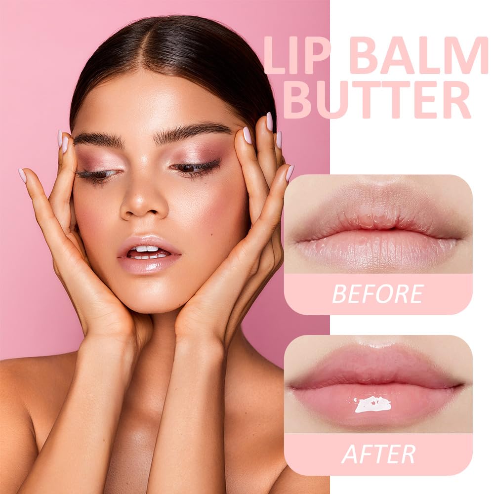 Aaiffey 2Pcs Tinted Lip Balm Set,Long-Lasting Moisturizing Lip Butter Balm for Dry Lips Care,Non-Sticky Lip Gloss Naturium Lip Balm for Soothes Softens Lip Repair(#01+#03)